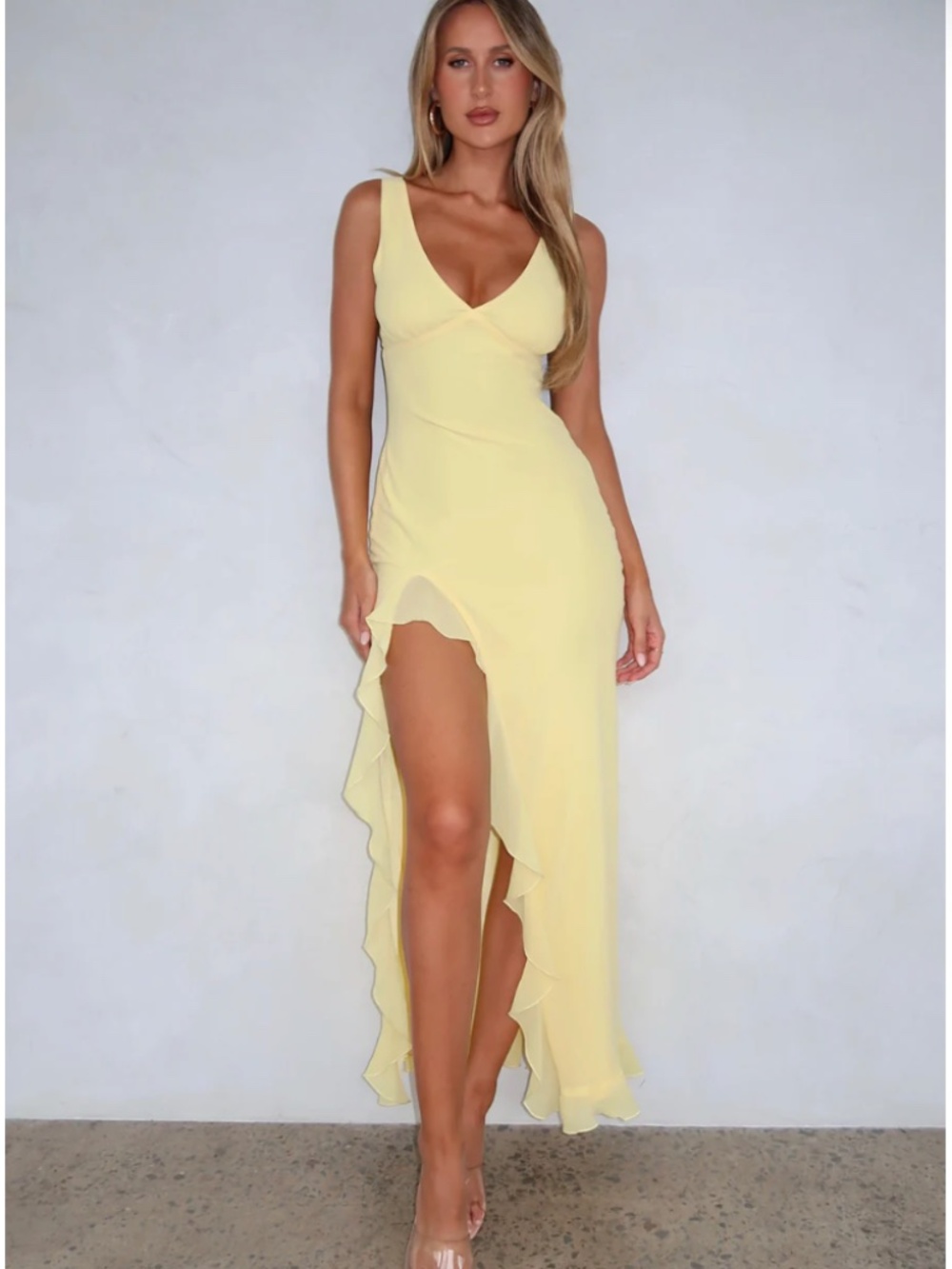 WHITEFOX BOUTIQUE Butter Yellow Spring Summer Maxi Dress